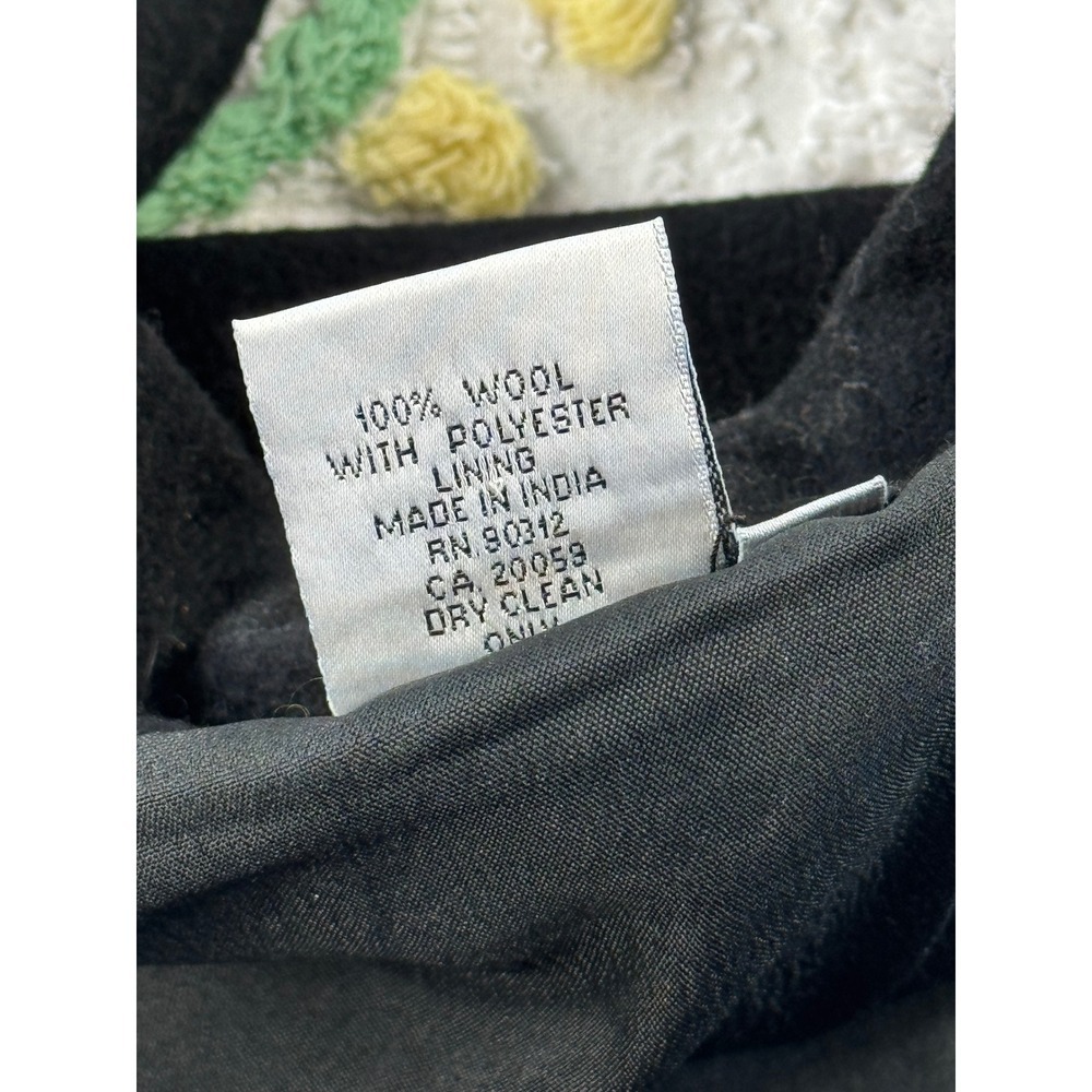 Parsley & Sage vtg Womens Black 100% Wool Floral Applique Jacket Brooch Size M - Picture 8 of 8